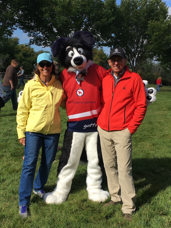 Gordon, his mother, and Augie the mascot
